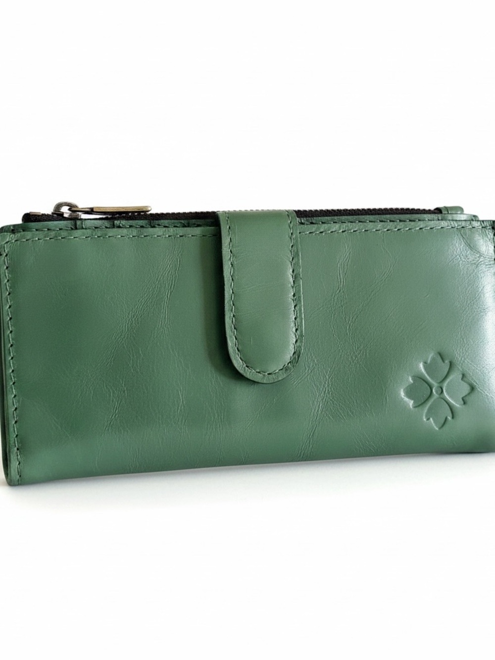 Patricia Nash Forest Green Leather Snap Wallet